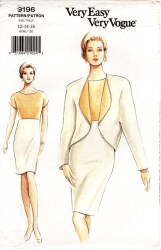 9196 VOGUE SO EASY  CONTRAST LINED JACKET, SHORT SLEEVE DRESS PATTERN 6-10